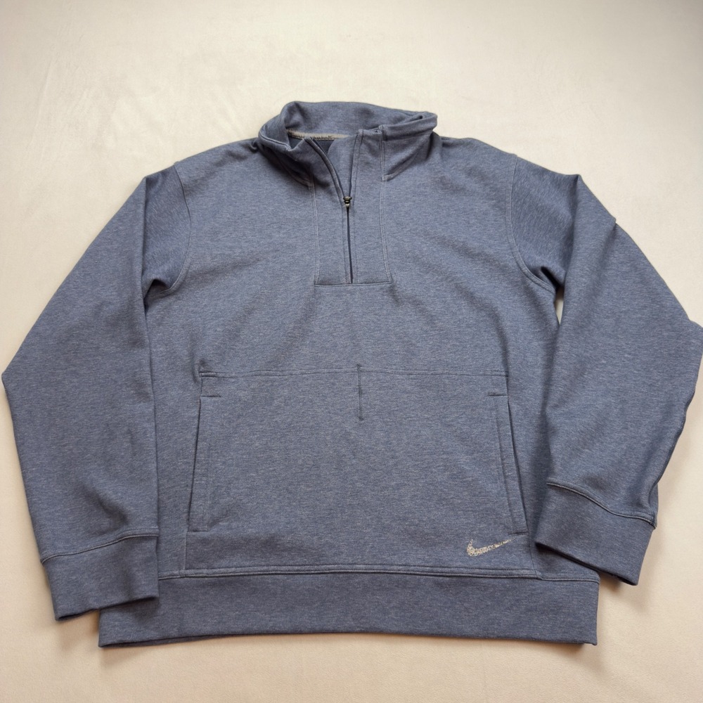 Nike Dri Fit Yoga Loose Fit 1/4 Zip Pullover Sweatshirt Mens Med Blue DQ6697-410